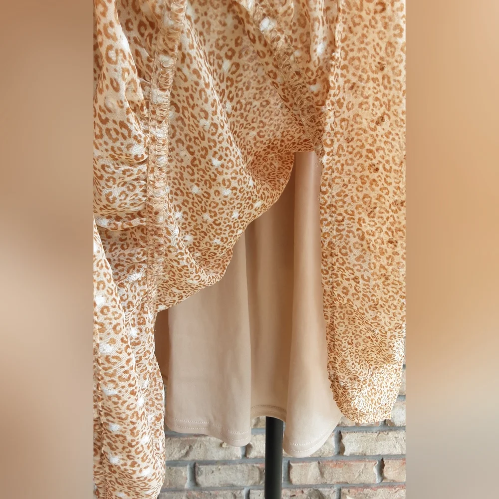 Altar'd State Long Sheer Sleeve Tiered Textured Boho Dress.